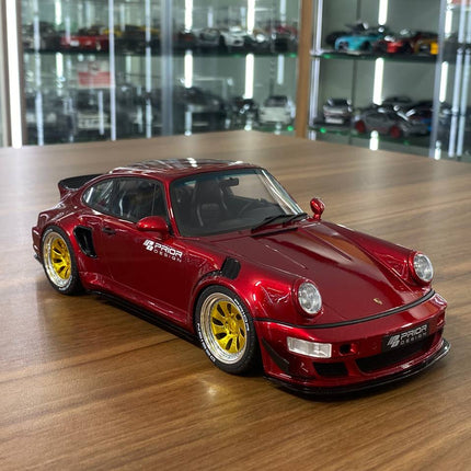 GT Spirit Porsche 911 964 Prior Design Widebody 1:18 Resin Model Car Red Metallic - detailed collector display model