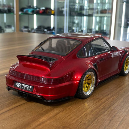 GT Spirit Porsche 911 964 Prior Design Widebody 1:18 Resin Model Car Red Metallic - fine detailed model replica