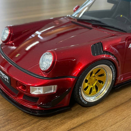GT Spirit Porsche 911 964 Prior Design Widebody 1:18 Resin Model Car Red Metallic - scale model for display