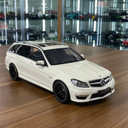 GT Spirit 1:18 Mercedes Benz C63 AMG T-Model 2011 White Resin Model - detailed collector display model