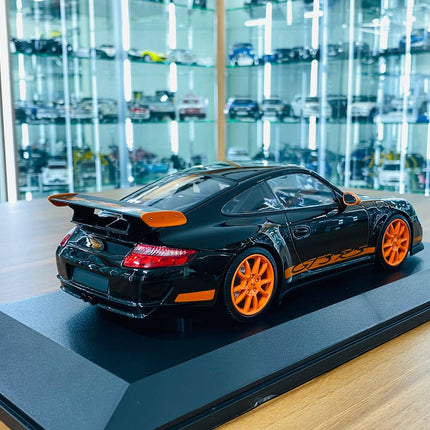 Minichamps Porsche 911 GT3 RS 2007 1:18 Diecast Model Black Orange - premium collector scale model