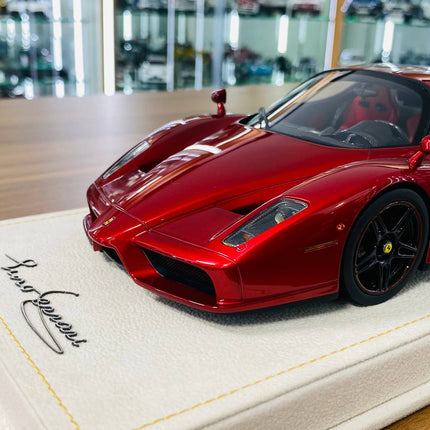 1/18 MR Collection Ferrari Enzo Rosso Efesto (deep red) black rims & red accent line - showroom-quality model replica