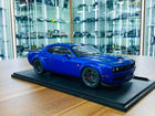 Solido 1/18 Dodge Challenger R/T Scat Pack Wide Body Electric Blue Pearl Diecast Model - detailed collector display model