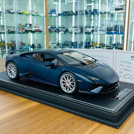 MR Collection Lamborghini Huracan TECNICA 1/18 Blue Resin Limited Edition 1 of 1 - detailed collector display model