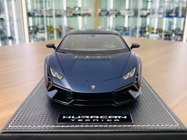 MR Collection Lamborghini Huracan TECNICA 1/18 Blue Resin Limited Edition 1 of 1 - studio product photo of the scale model
