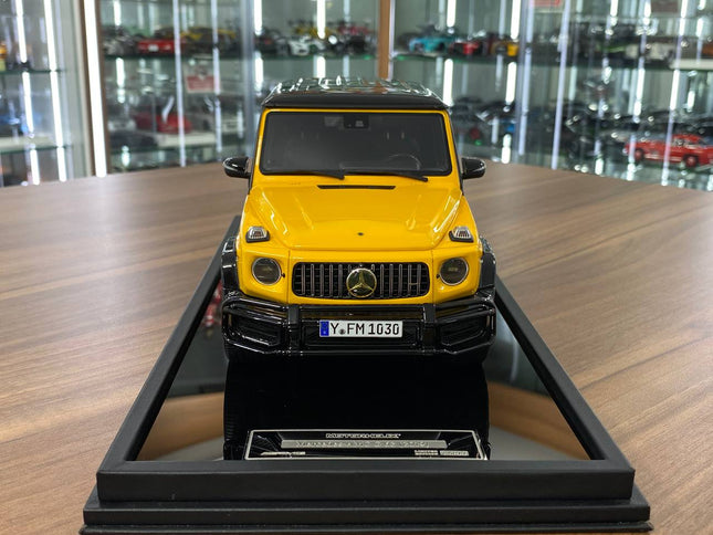 Motor Helix Mercedes Benz AMG G63 2019 1/18 Yellow Resin Model - studio product photo of the scale model