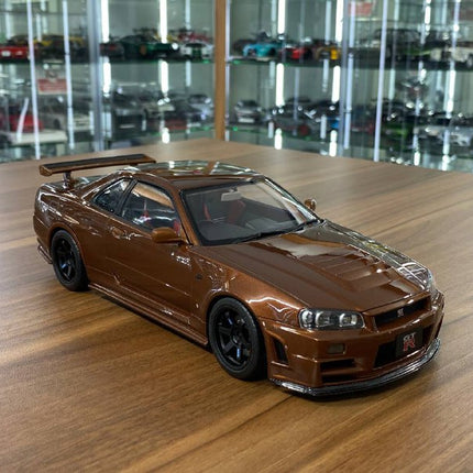 MotorHelix 1/18 Nissan Skyline GT-R R34 Customized Diecast Model Metallic Bronze - detailed collector display model