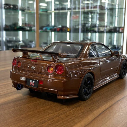 MotorHelix 1/18 Nissan Skyline GT-R R34 Customized Diecast Model Metallic Bronze - premium collector scale model