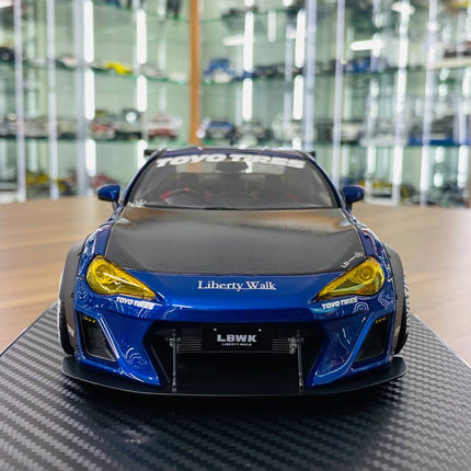 Ignition Model 1/18 Toyota GT86 LBWK Blue Resin Model - studio product photo of the scale model