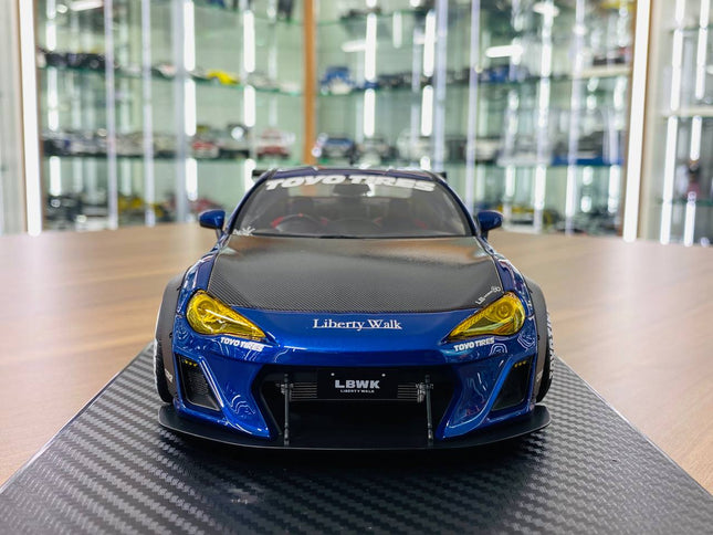 Ignition Model 1/18 Toyota GT86 LBWK Blue Resin Model - studio product photo of the scale model