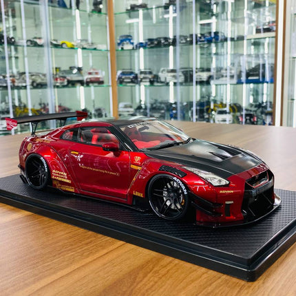 Ignition Model Nissan GT-R R35 LBWK 1/18 Scale Red/Black Resin Model - detailed collector display model