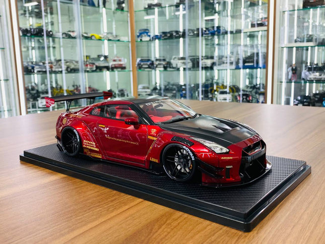 Ignition Model Nissan GT-R R35 LBWK 1/18 Scale Red/Black Resin Model - detailed collector display model