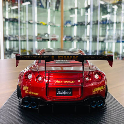 Ignition Model Nissan GT-R R35 LBWK 1/18 Scale Red/Black Resin Model - premium collector scale model