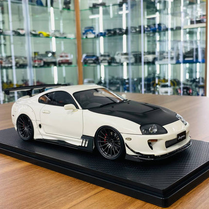 Ignition Model Toyota Supra MK4 1/18 Resin Scale Model White/Black - detailed collector display model