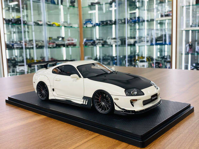 Ignition Model Toyota Supra MK4 1/18 Resin Scale Model White/Black - detailed collector display model