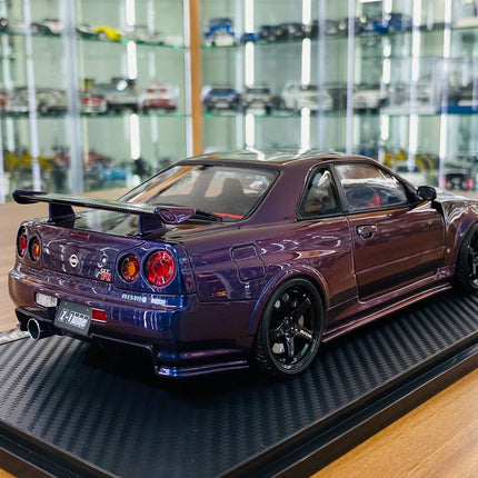 Ignition Model Nissan Skyline GT-R R34 Z-Tune 1/18 Resin Violet - fine detailed model replica