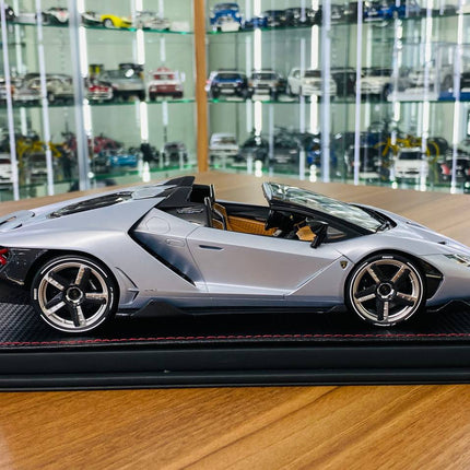 MR Collection 1/18 Lamborghini Centenario Roadster Argento Centenario Blue Limited Edition - collectible scale model car