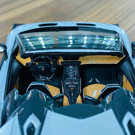 MR Collection 1/18 Lamborghini Centenario Roadster Argento Centenario Blue Limited Edition - detailed die-cast style model