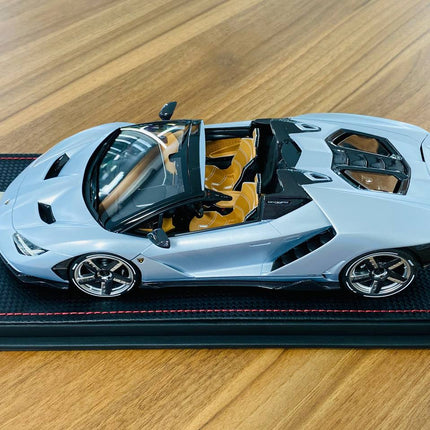 MR Collection 1/18 Lamborghini Centenario Roadster Argento Centenario Blue Limited Edition - scale model for display
