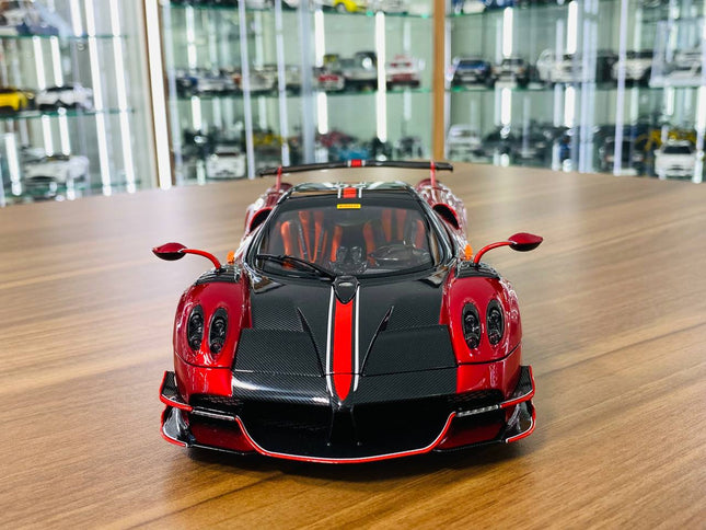 LCD Model Pagani Huayra BC Roadster Red/Black 1:18 Diecast Model Car - studio product photo of the scale model
