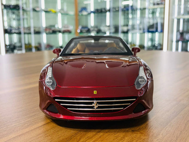 Bburago Ferrari California T Signature Series 1:18 Diecast Model Car Maroon - studio product photo of the scale model