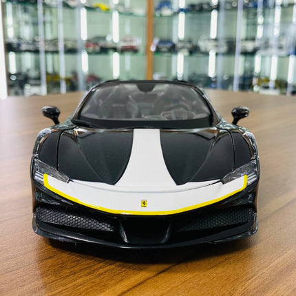 Bburago Ferrari SF90 Spider Signature Series 1/18 Black Diecast Model Car - studio product photo of the scale model