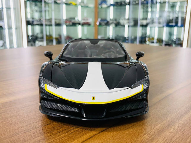Bburago Ferrari SF90 Spider Signature Series 1/18 Black Diecast Model Car - studio product photo of the scale model