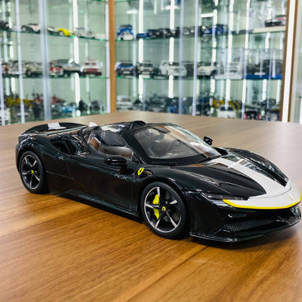 Bburago Ferrari SF90 Spider Signature Series 1/18 Black Diecast Model Car - detailed collector display model