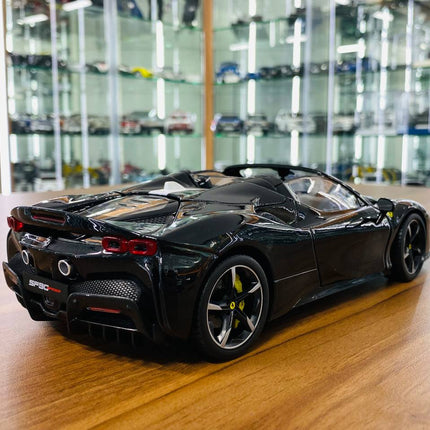 Bburago Ferrari SF90 Spider Signature Series 1/18 Black Diecast Model Car - fine detailed model replica