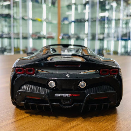 Bburago Ferrari SF90 Spider Signature Series 1/18 Black Diecast Model Car - premium collector scale model