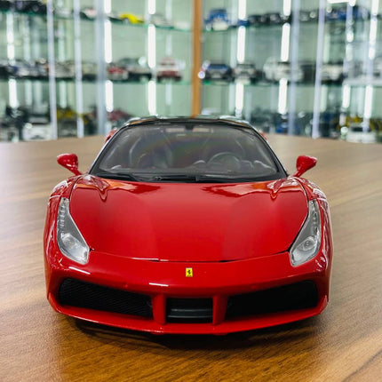 Bburago 1/18 Ferrari 488 GTB Red Signature Series Diecast Model - studio product photo of the scale model