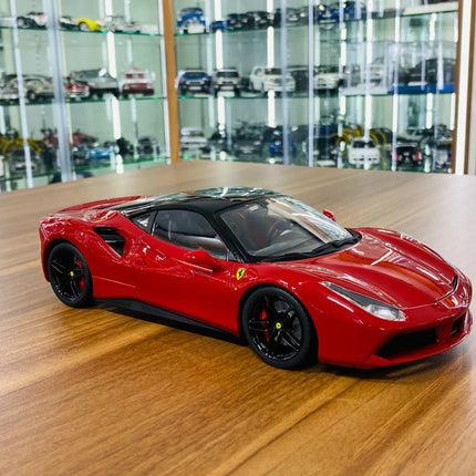 Bburago 1/18 Ferrari 488 GTB Red Signature Series Diecast Model - detailed collector display model