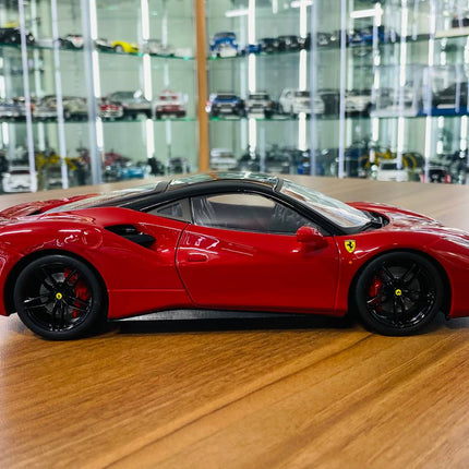 Bburago 1/18 Ferrari 488 GTB Red Signature Series Diecast Model - collectible scale model car