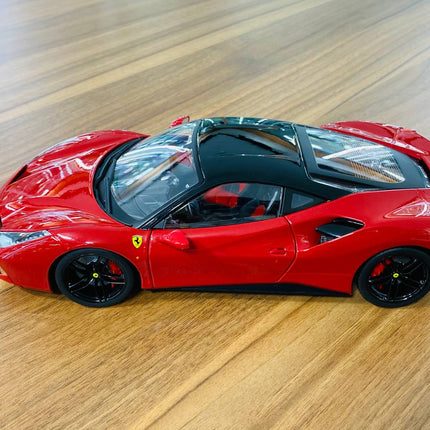 Bburago 1/18 Ferrari 488 GTB Red Signature Series Diecast Model - scale model for display