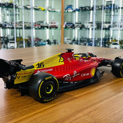 Bburago Ferrari F1-75 C. Leclerc #16 1/18 Diecast Model Car Matt Red/Yellow - scale model for display