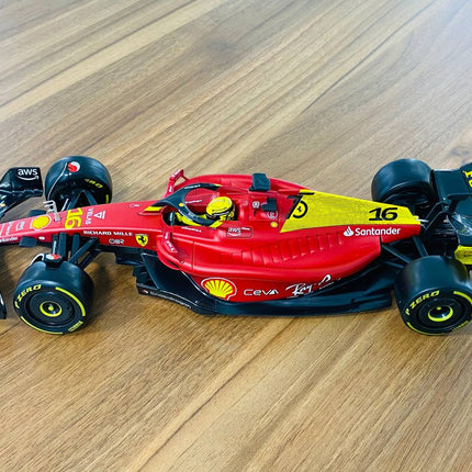 Bburago Ferrari F1-75 C. Leclerc #16 1/18 Diecast Model Car Matt Red/Yellow - premium collector scale model