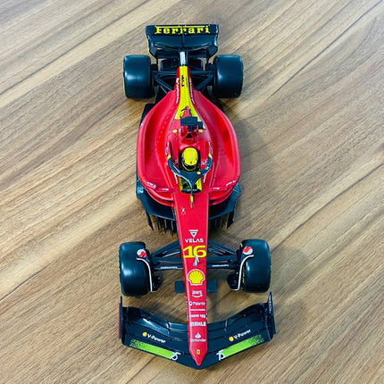 Bburago Ferrari F1-75 C. Leclerc #16 1/18 Diecast Model Car Matt Red/Yellow - fine detailed model replica