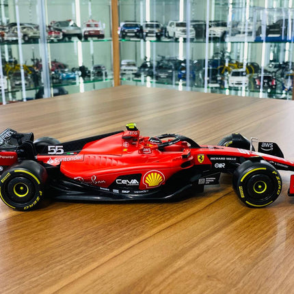 1/18 Metal Diecast Bburago Ferrari SF-23 C. Sainz #55 Matt Red - collectible scale model car