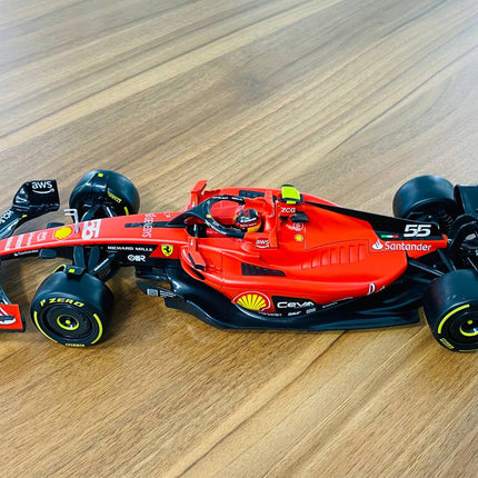 1/18 Metal Diecast Bburago Ferrari SF-23 C. Sainz #55 Matt Red - fine detailed model replica