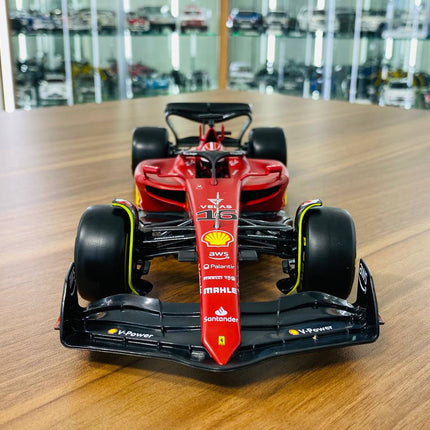 Bburago Ferrari F1-75 C. Leclerc #16 1:18 Matt Red Diecast Model Car - studio product photo of the scale model