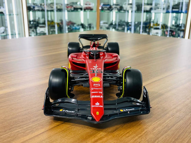 Bburago Ferrari F1-75 C. Leclerc #16 1:18 Matt Red Diecast Model Car - studio product photo of the scale model