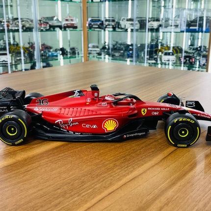 Bburago Ferrari F1-75 C. Leclerc #16 1:18 Matt Red Diecast Model Car - fine detailed model replica