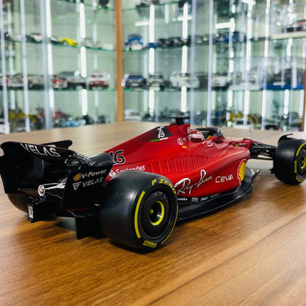 Bburago Ferrari F1-75 C. Leclerc #16 1:18 Matt Red Diecast Model Car - scale model for display