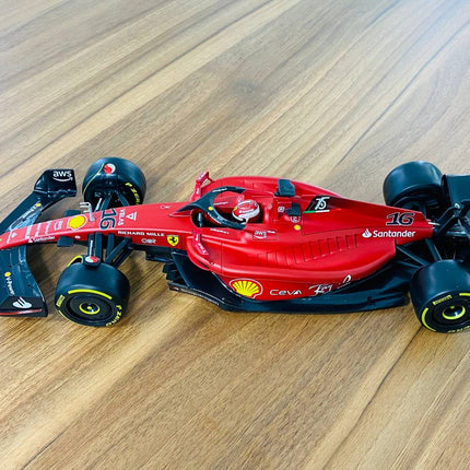 Bburago Ferrari F1-75 C. Leclerc #16 1:18 Matt Red Diecast Model Car - collectible scale model car