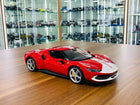 Bburago 1/18 Ferrari 296 GTB Assetto Fiorano Red White Diecast Model - detailed collector display model