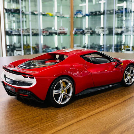Bburago 1/18 Ferrari 296 GTB Assetto Fiorano Red White Diecast Model - collector edition scale model