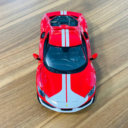 Bburago 1/18 Ferrari 296 GTB Assetto Fiorano Red White Diecast Model - scale model for display