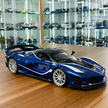 Bburago Ferrari FXX K #27 1/18 Diecast Model Car Blue - detailed collector display model