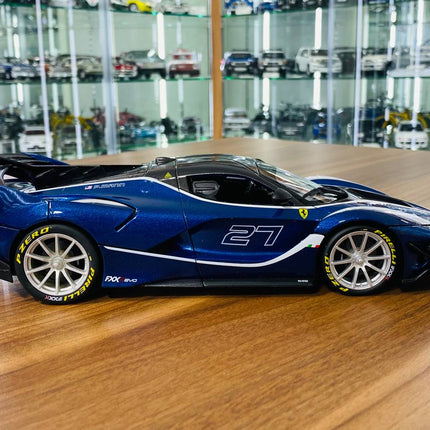 Bburago Ferrari FXX K #27 1/18 Diecast Model Car Blue - collector edition scale model