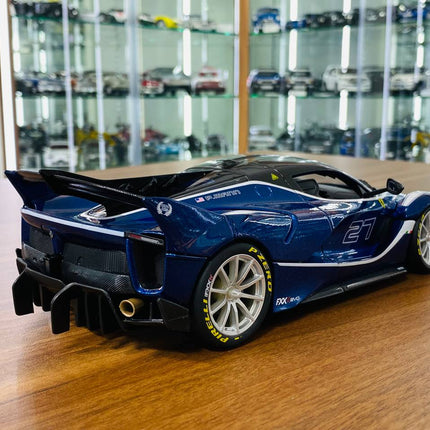 Bburago Ferrari FXX K #27 1/18 Diecast Model Car Blue - detailed die-cast style model